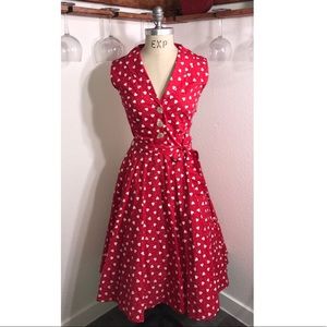 Heart pattern retro pinup dress